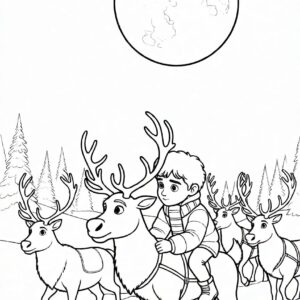 Journey with the Reindeer – Free Coloring Pages